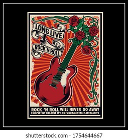 “Long live Rock n roll" was created with vector format. Can be used for digital printing and screen printing