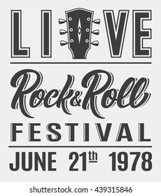 Live rock and roll festival print.