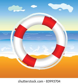 live saver on the beach illustration