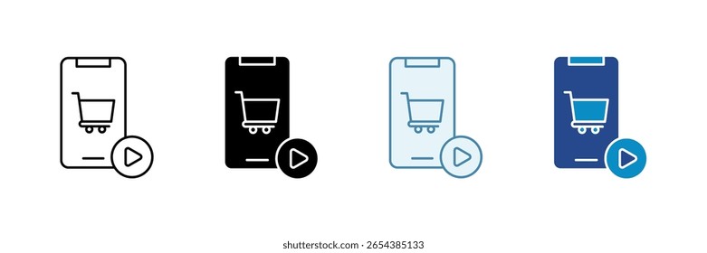 Ícone de Compras ao Vivo Definir Coleção de Vários Estilos