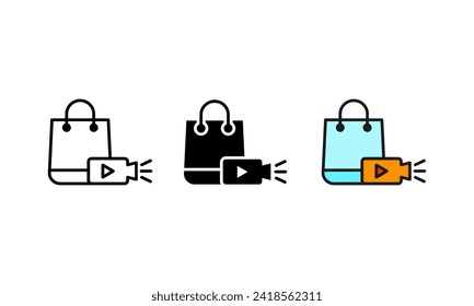 live shopping icon.shopping bag. Live Vector icon line, black and colorful style on white background