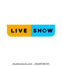 live show orange blue text sticker vector illustration template design