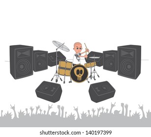 live show stage band bald drummer