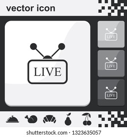 Live sign flat set of buttons vector icon.