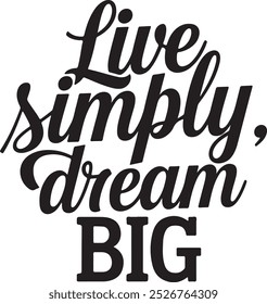 Live Simply, Dream Big, Motivationszitat Kalligrafie