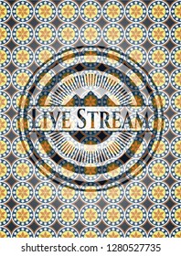 Live Stream arabic badge. Arabesque decoration.