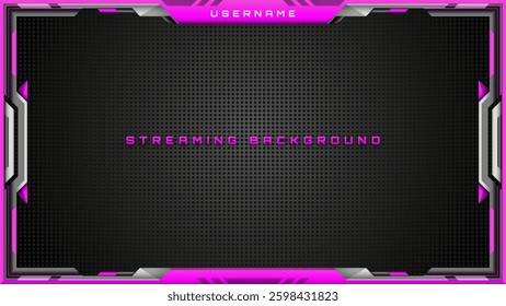 Live Stream Background in Black, Silver and Magenta for Gaming Overlays and Esports Designs