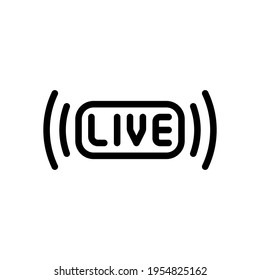 Transmisión en vivo, transmisión, video en línea. Icono negro sobre fondo blanco