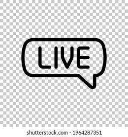 Live stream, broadcasting, online video. Black editable linear symbol on transparent background