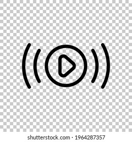 Live stream, broadcasting, online video. Black editable linear symbol on transparent background