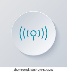 Live stream, broadcasting, online video. Cut circle with gray and blue layers. Paper style