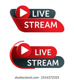 Live stream button or banner element - catchy 3D glossy element