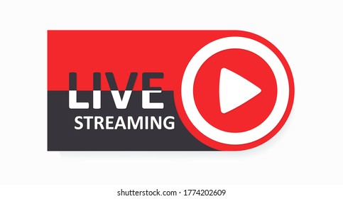 Live stream button. Drawn in flat style icon. Social media element interface. Vector illustration