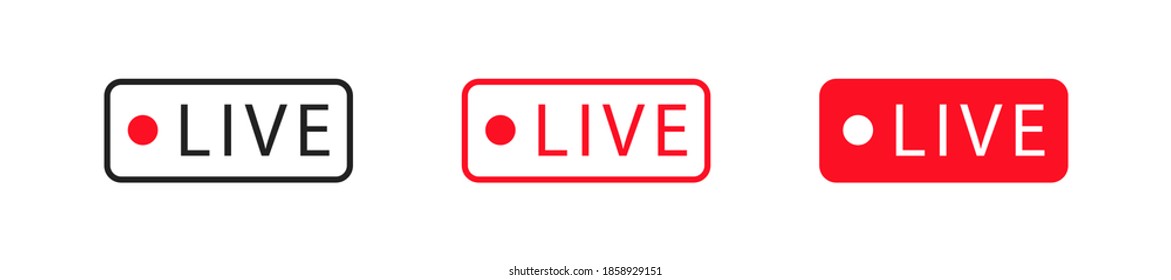 Live stream button in flat style.  Vector illustration isolated technology design element 