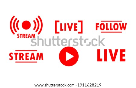 Live stream button. Follow button. Social media concept. Vector EPS 10. Isolated on white background