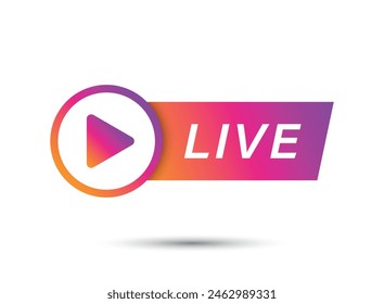 Live stream button icon in flat style. Webinar vector illustration on isolated background. Streaming sign business concept.