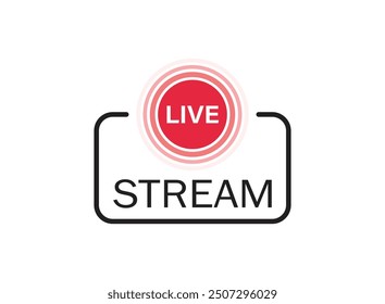 Live stream button icon in flat style. Webinar vector illustration on isolated background. Streaming sign business concept.