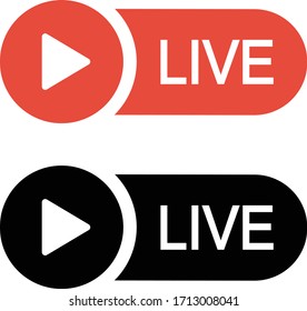 Live stream buttons for multimedia and web vector icons black and red clip art