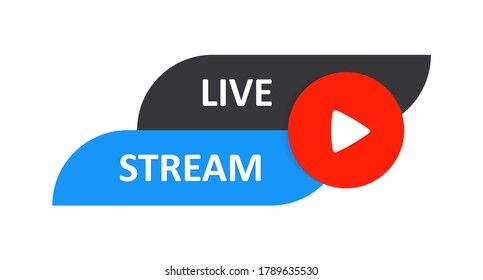 Live stream color button. Button for blogging, news feeds, stories, and video channels. Social media network concept. User interface element. Vector illustration