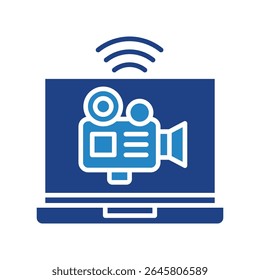 Live Stream duplo Tom azul cor mini ícone de ilustração, uso para jornalista, radiodifusão, notícias e mídia UI, UX kit, aplicativo e desenvolvimento web, digital ou impressão.