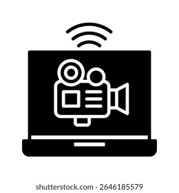 Live Stream dual tone mini illustration glyph icon, use for journalist, broadcasting, news and media UI, UX kit, app and web development, digital or print.