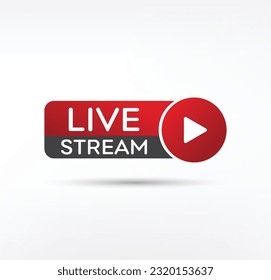 Live stream flat logo, Button, label - vector design