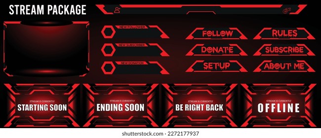 Live Stream Gamer facecam, overlay, alert, screen full Package Element Design