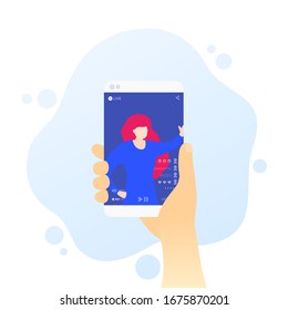 LIVE stream with girl, phone in hand