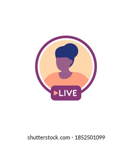 Live stream with a girl vector icon