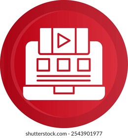 Live Stream Glyph Gradient Button Vector Icon Design