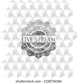 Live Stream grey emblem with geometric cube white background