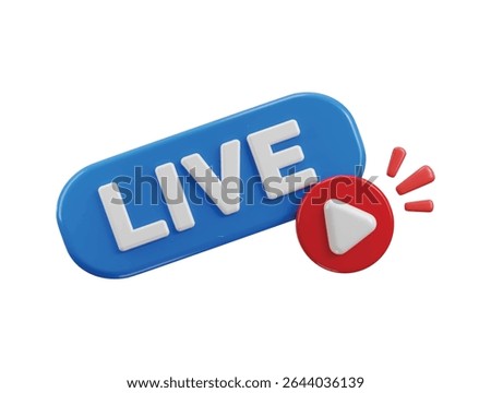 Live stream icon 3d render concept of social media browser, social media playing video promote 3d live entertainment icon vector illustration