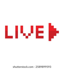 Live stream icon 8 bit, pixel art camera icon for game logo.