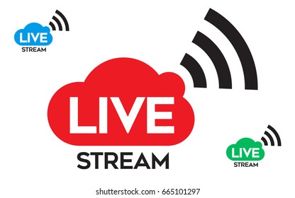 Live Stream Icon, Badge. Online Streaming Logo Vector.