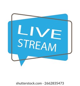 Live stream icon. Bold blue label. Broadcasting screen shape. Vector video symbol. EPS 10.