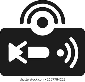 Live stream icon design with red dot and sound waves for social media purposes