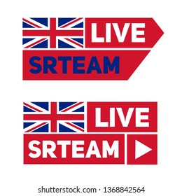 Live stream icon. Flat design element with flags for news in networks, online broadcasting, personal video blog, vlog. Social media symbol, web, ui, app. 