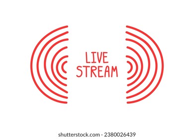 Live stream icon illustration. Hand drawn lettering with simple illustration for media, online stream music, broadcast, website, radio, podcast. Vector banner, poster