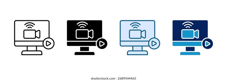 Conjunto de iconos de transmisión en vivo Colección de estilos múltiples