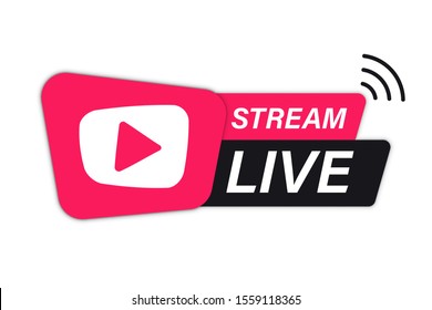 Live Stream icon. Live streaming element for broadcasting or online tv stream. Video stream icons. Symbol on online education topic with live video stream icon, streaming
