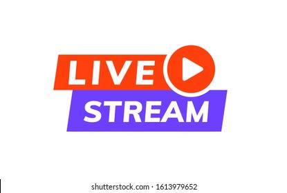 Live Stream Icon Vector Logo. Video Broadcast Live Stream Tv News Online Template Design.