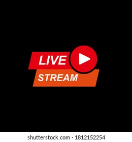 Live stream icon vector logo. Video broadcast live stream tv news online template design.
