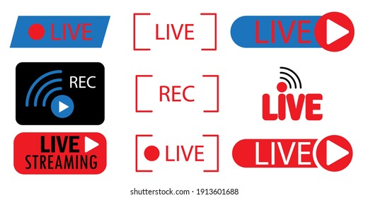 Live stream icons, great design for any purposes. Template media player. Internet broadcast. Stock image. EPS 10.