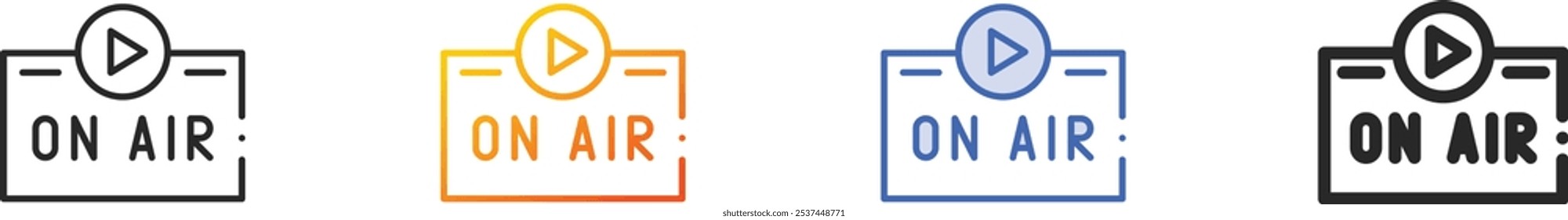 live stream icon.Thin Linear, Gradiente, Traço Azul e negrito Design Estilo Isolado no Fundo Branco