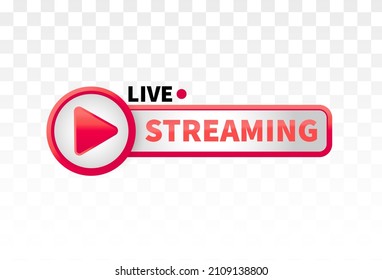 Live stream. Internet broadcast. Live webinar button. Vector illustration. Web design. Online concept. Stock image. EPS 10.

