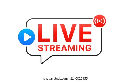 Live stream. Internet broadcast. Live webinar button. Vector illustration. Web design. Online concept. Business concept. Isolated on a white background. Vector illustration