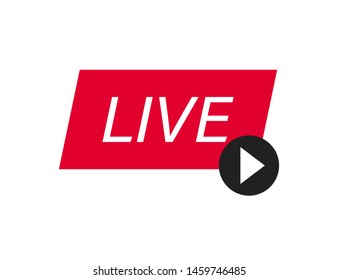 Live stream isolated sign. Streaming emblem. Online stream banner or button template. EPS 10