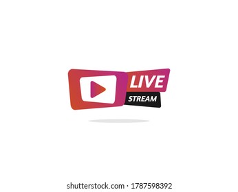 Live Stream Logo. Element for broadcasting or online tv live streaming. Video stream icons.