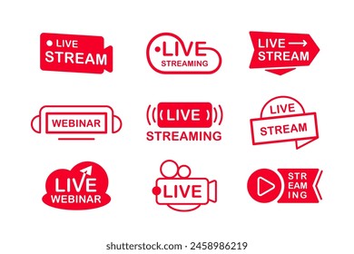 Live-Stream-Logo, Icon-Kollektion. Live-Online-Übertragung, Streaming. Soziale Medien