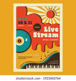 Live Stream Music 60s Flyer Poster 